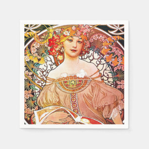 Alphonse Mucha Daydream Floral Vintage Art Nouveau Serviette