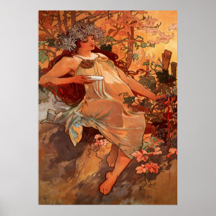 Alphonse Mucha - Der Herbst - die Jahreszeiten Poster