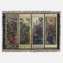 Alphonse Mucha der Mond und die Stern-Wolldecken Decke