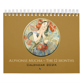 Alphonse Mucha Der Vintage Jugendstil von 12 Monat Kalender