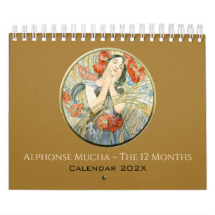 Alphonse Mucha Die 12 Monate Vintage Art Nouveau Kalender
