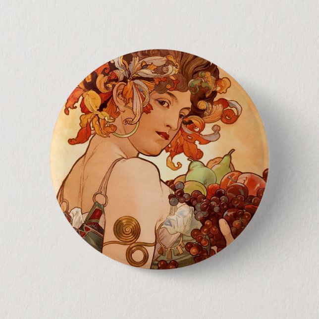 Alphonse Mucha - die Früchte Button (Vorderseite)