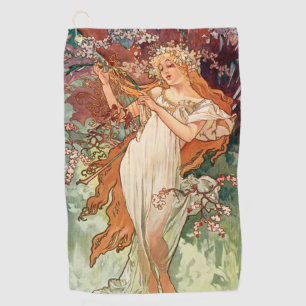 Alphonse Mucha, Die Jahreszeiten (1896) Frühling Golfhandtuch