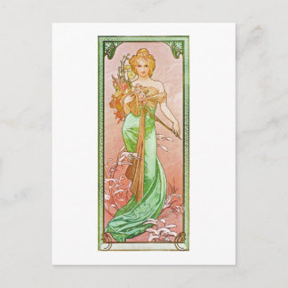 Alphonse Mucha Die Jahreszeiten: Frühlingsprintemp Postkarte