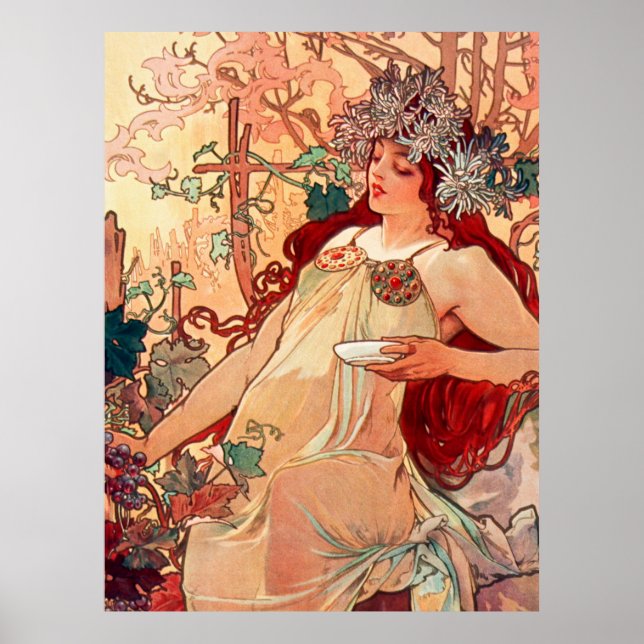 Alphonse Mucha, Die Jahreszeiten, Herbst (1896)  Poster (Vorne)