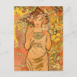 Alphonse Mucha Die Rose Postkarte