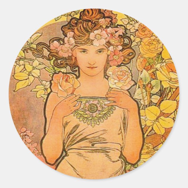 Alphonse Mucha Die Rose Sticker (Vorderseite)