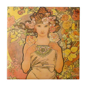 Alphonse Mucha die Rosen-Fliese Fliese