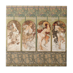 Alphonse Mucha Die vier Jahreszeiten 1897 Art Nouv Fliese