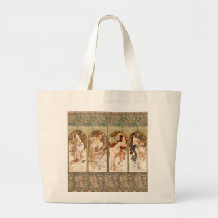 Alphonse Mucha Die vier Jahreszeiten 1897 Art Nouv Jumbo Stoffbeutel