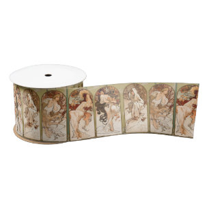 Alphonse Mucha Die vier Jahreszeiten 1897 Art Nouv Satinband