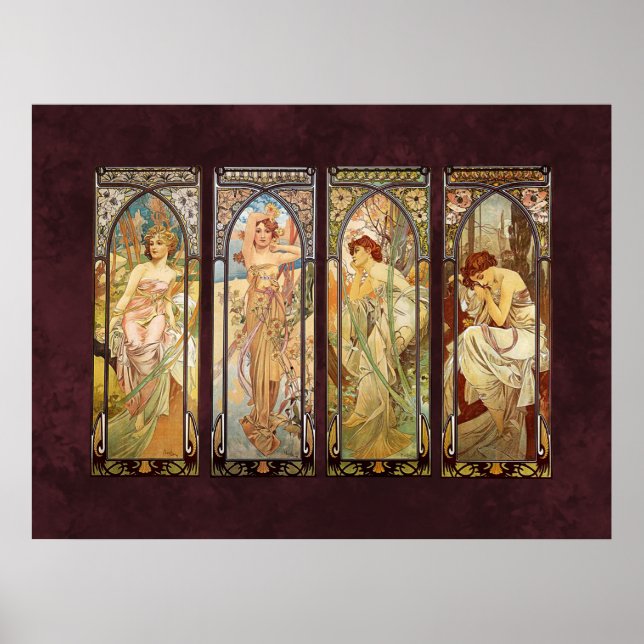 Alphonse Mucha, Die Zeiten des Tages Poster (Vorne)