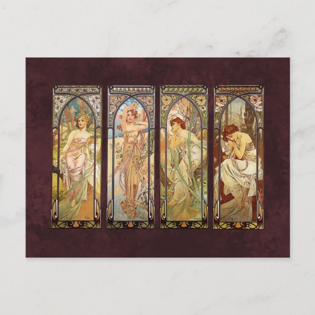Alphonse Mucha, Die Zeiten des Tages Postkarte (Vorderseite)