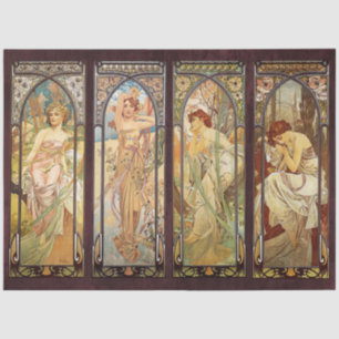 Alphonse Mucha, Die Zeiten des Tages Seidenpapier