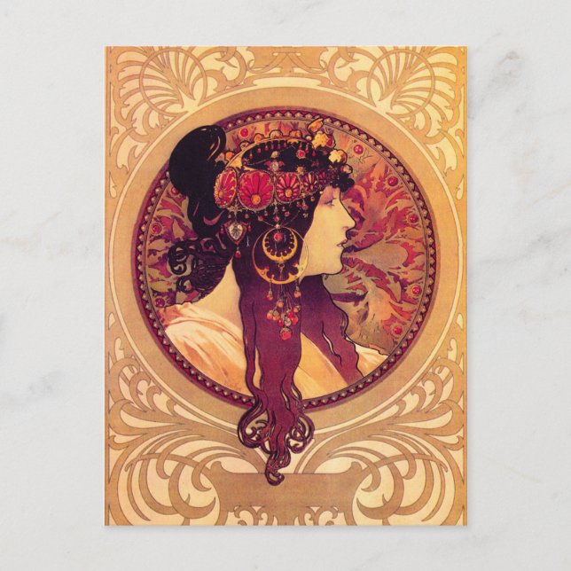 Alphonse Mucha Donna Orechini Postcard Postkarte (Vorderseite)
