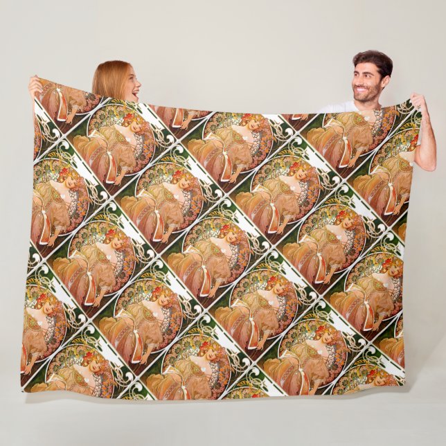 Alphonse Mucha Dreaming (Reverie) Fleecedecke (Beispiel)