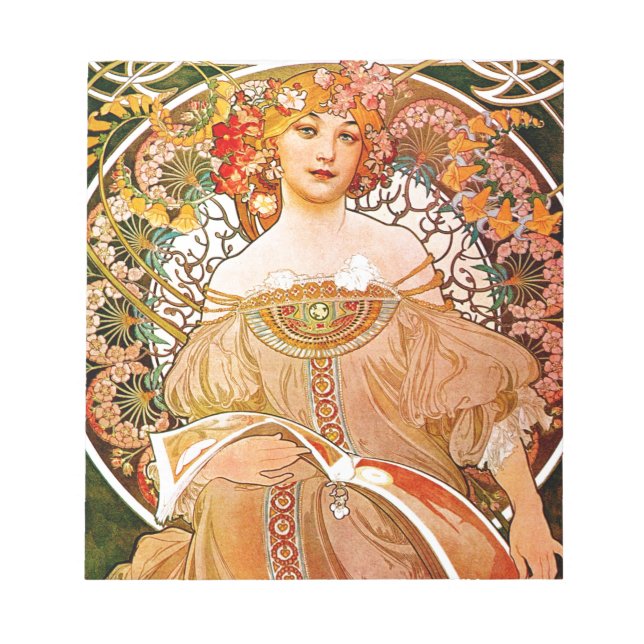 Alphonse Mucha Dreaming (Reverie) Notizblock (Vorderseite)