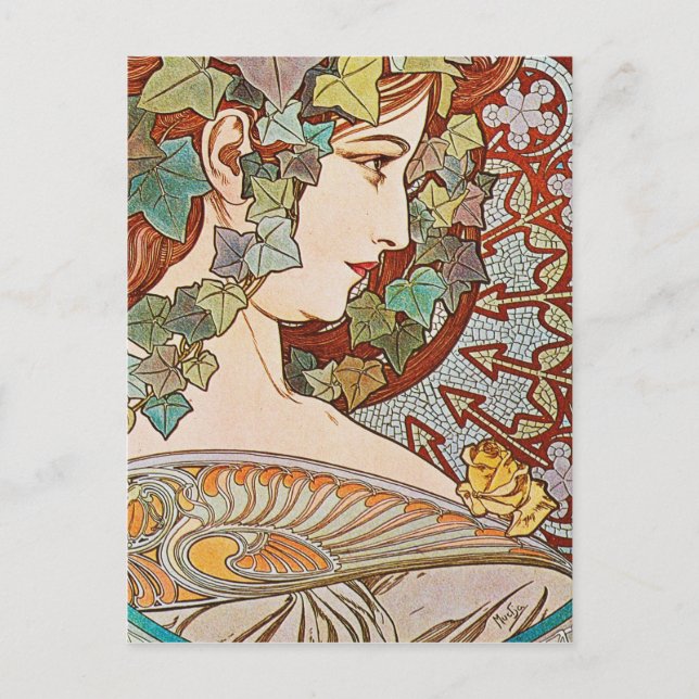 Alphonse Mucha - Efeu Postkarte (Vorderseite)