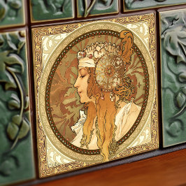 Alphonse Mucha Ein perfektes Wochenende in Vintag Fliese