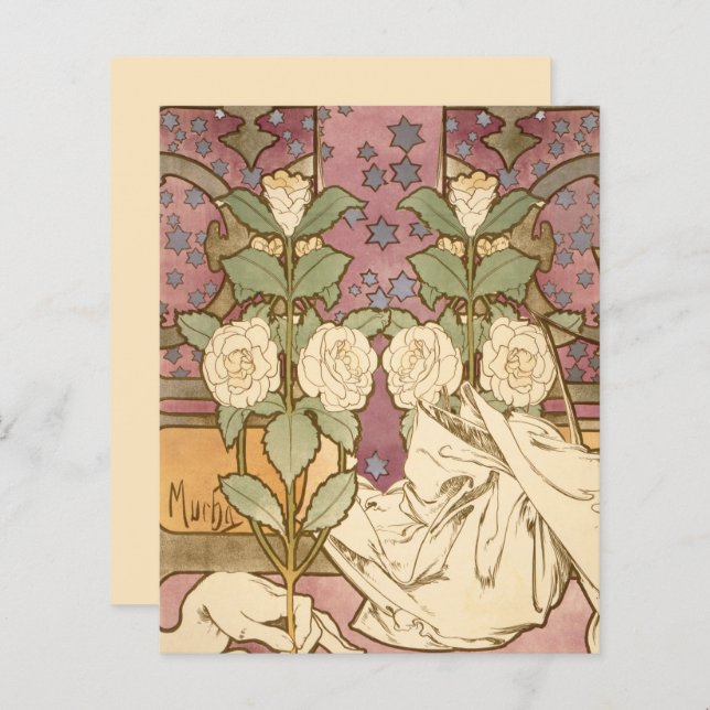 Alphonse Mucha Elegant Art Nouveau Stars Camellia  (Vorne/Hinten)