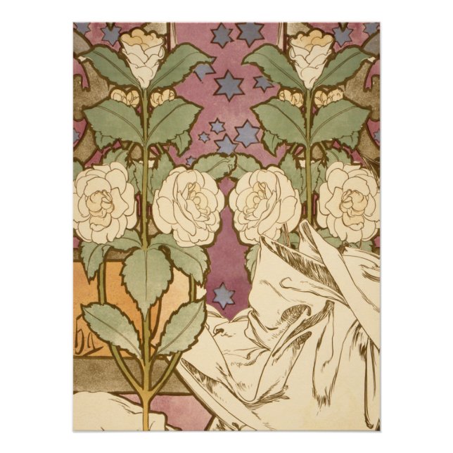 Alphonse Mucha Elegant Art Nouveau Stars Camellia  Poster (Vorderseite)