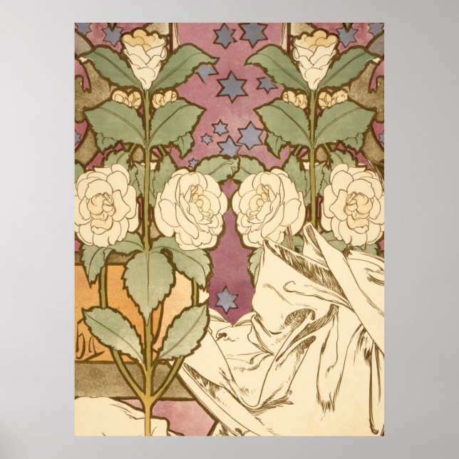 Alphonse Mucha Elegant Art Nouveau Stars Camellia  Poster (Vorne)