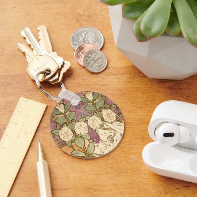 Alphonse Mucha Elegant Art Nouveau Stars Camellia  Schlüsselanhänger (Schreibtisch)