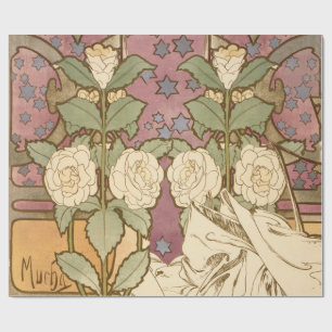 Alphonse Mucha Elegante Art Nouveau Sterne Kamelie Geschenkpapier