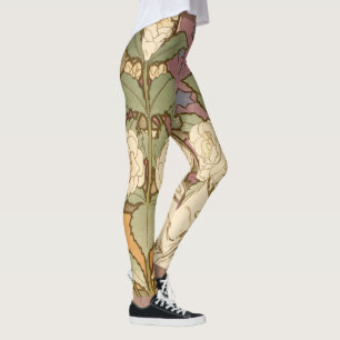 Alphonse Mucha Elegante Art Nouveau Sterne Kamelie Leggings