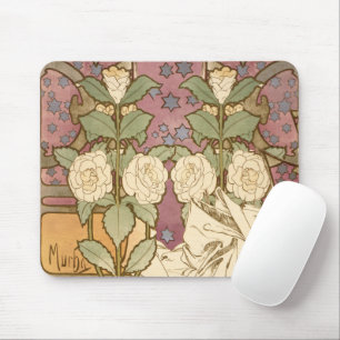Alphonse Mucha Elegante Art Nouveau Sterne Kamelie Mousepad