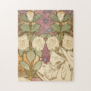 Alphonse Mucha Elegante Art Nouveau Sterne Kamelie Puzzle