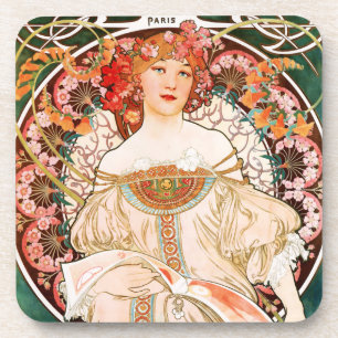 Alphonse Mucha F. Champenois Coasters Getränkeuntersetzer