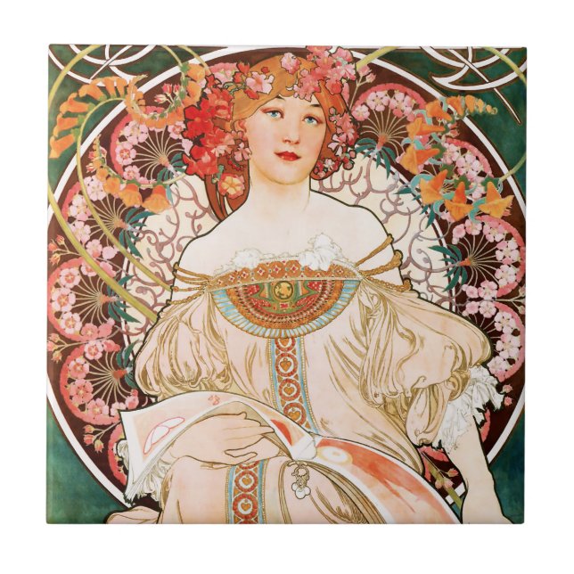 Alphonse Mucha F. Champenois Tile Fliese (Vorderseite)