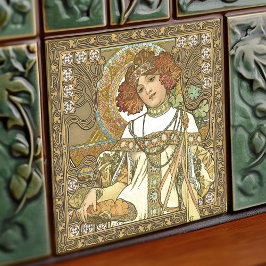Alphonse Mucha Fall Seasons Jugendstil Vintag Fliese