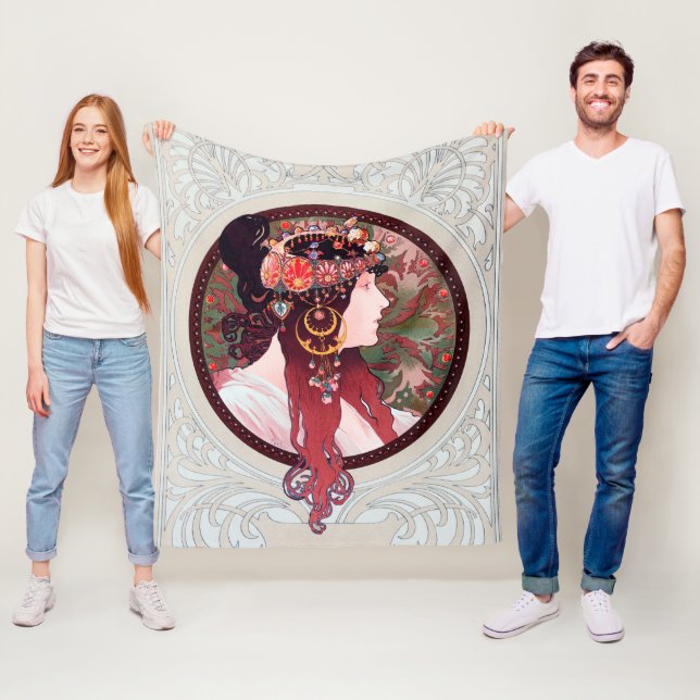 Alphonse Mucha Fleecedecke (Beispiel)