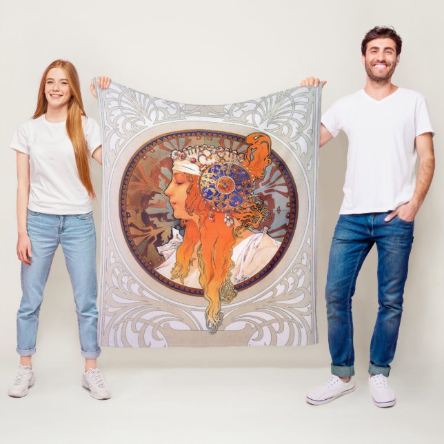 Alphonse Mucha Fleecedecke (Beispiel)