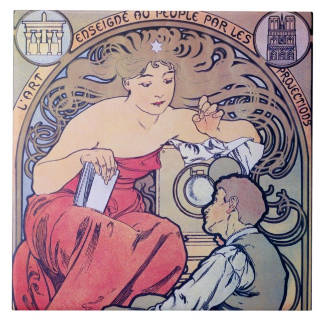 Alphonse Mucha Fliese (Vorderseite)