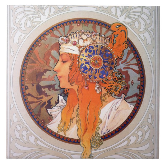 Alphonse Mucha Fliese (Vorderseite)