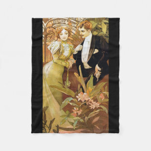 Alphonse Mucha Flirt Vintag Romantik Art Nouveau Fleecedecke