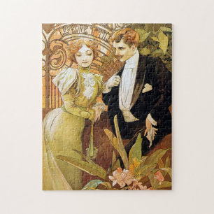 Alphonse Mucha Flirt Vintag Romantik Art Nouveau Puzzle