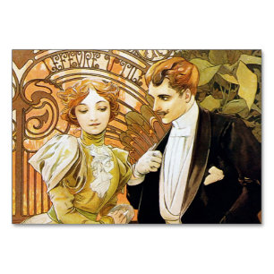 Alphonse Mucha Flirt Vintag Romantik Art Nouveau Tischnummer