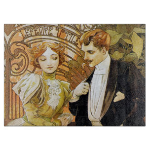 Alphonse Mucha Flirt Vintage Romantische Art Nouve Schneidebrett