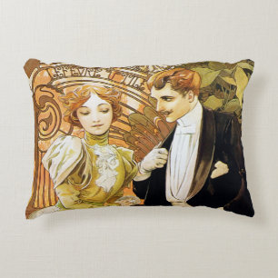 Alphonse Mucha Flirt Vintage Romantische Kunst Neu Dekokissen