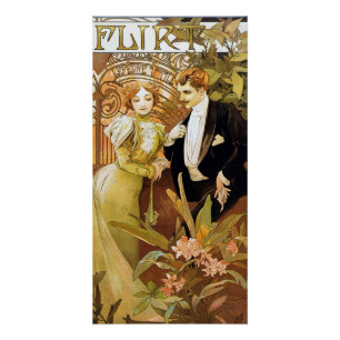 Alphonse Mucha Flirt Vintage Romantische Kunst Neu Poster