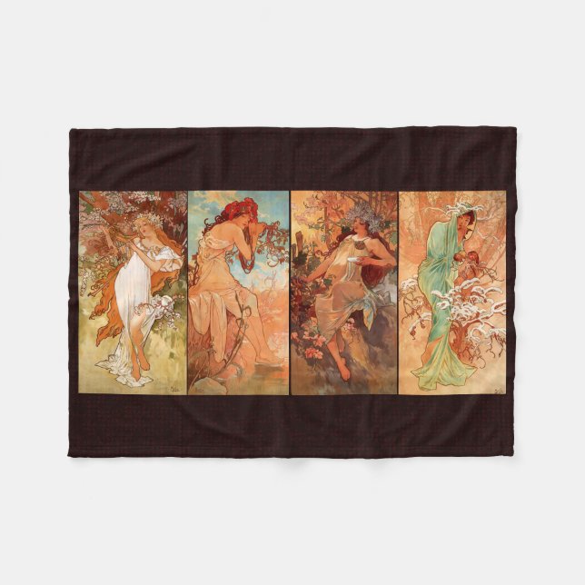 Alphonse Mucha, Four Seasons Fleecedecke (Vorderseite (Horizontal))