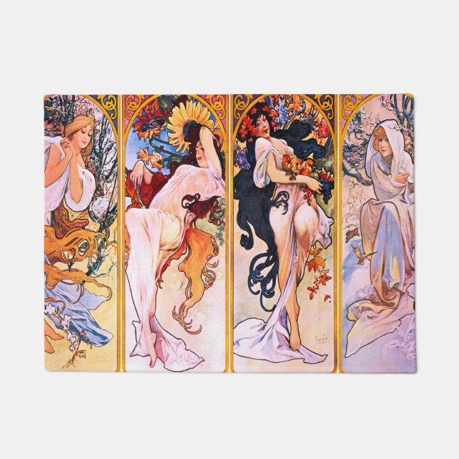Alphonse Mucha - Four Seasons Fußmatte (Vorderseite)