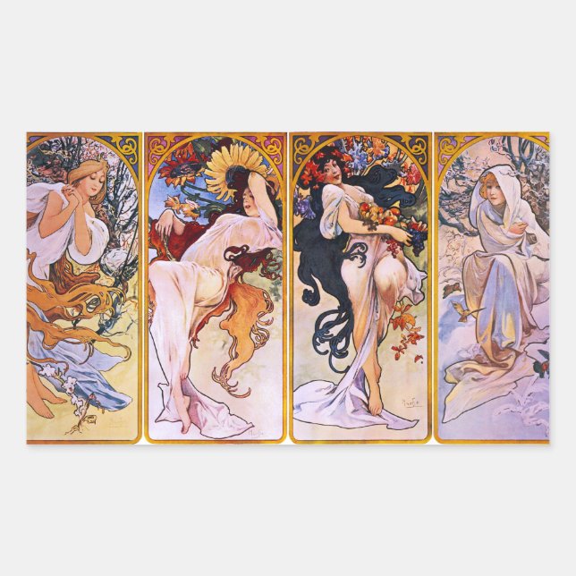 Alphonse Mucha Four Seasons Stickers (Vorderseite)