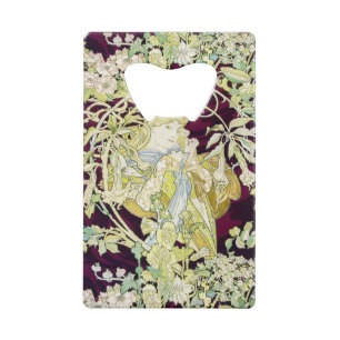 Alphonse Mucha Frau mit Gänseblümchen Art Nouveau Geldbeutel Flaschenöffner