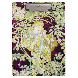 Alphonse Mucha Frau mit Gänseblümchen Art Nouveau Klemmbrett