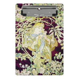 Alphonse Mucha Frau mit Gänseblümchen Art Nouveau Mini Klemmbrett